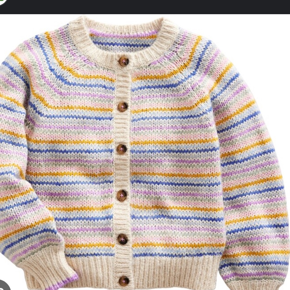 Mini Boden Blousen wool cardigan, multi strip, 5-6.